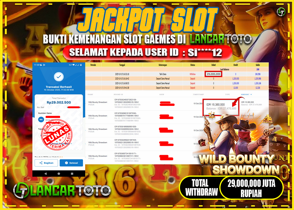 LANCARTOTO JACKPOT SLOT WILD BOUNTY SHOWDOWN! Rp.29,000.000.,- LUNAS